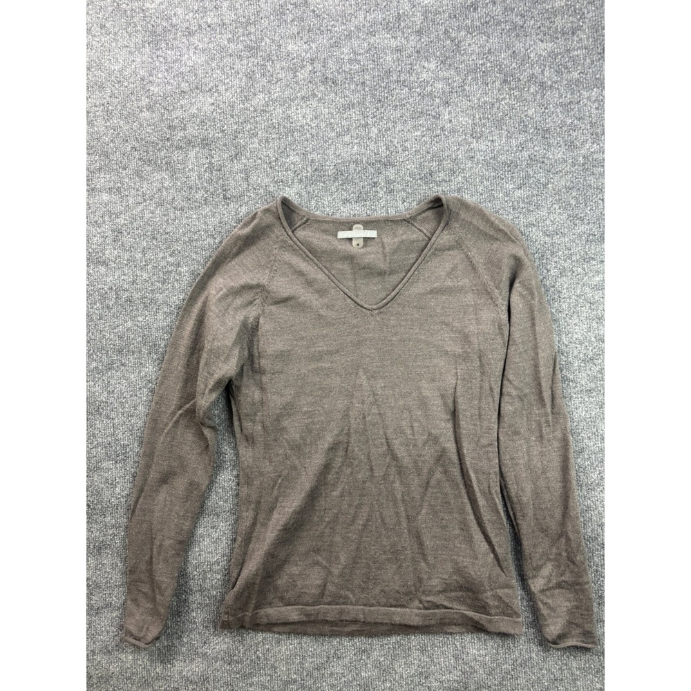 Smartwool V-Neck Sweater Womens Medium Brown Merino Wool Blend Raglan LS